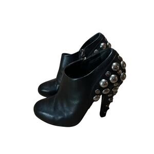 Gucci Babouska Leather Ankle Booties Back Silver Studded EU 35.5 US 5.5
